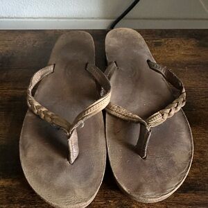 Rainbow Brown Braided Sandals